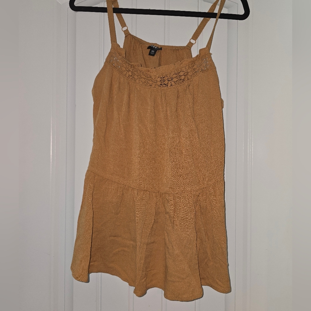 Torrid Tan Crinkle Gauze Sleeveless Top